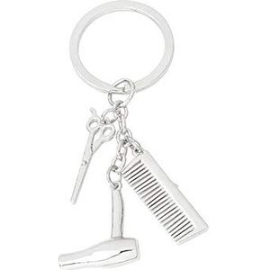 Zonfer Kapper Haardroger/schaar/kam Charm Hanger Sleutelhanger Sleutelhanger, voor Salon Eigenaar Haar Stylist Gift (zilver)