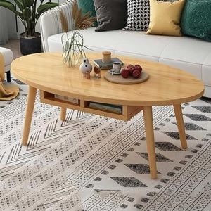 Moderne middentafel - bijzettafel, industriële ovale salontafels, banktafel, eenvoudig en stijlvol meubilair for de woonkamer (Color : Wood Color, Size : B)