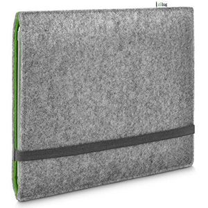Stilbag vilthoes voor Huawei MediaPad M5 Lite 10 | Merinowolvilt etui | FINN collectie - Kleur: lichtgrijs/groen | Tablet beschermhoes Made in Germany