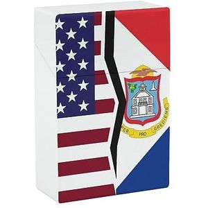 Verenigde Staten En Nederlandse Sint Maarten Vlag Draagbare Sigaret Case Flip Sluiting Sigaretten Opslag Container Met Lente Schakelaar