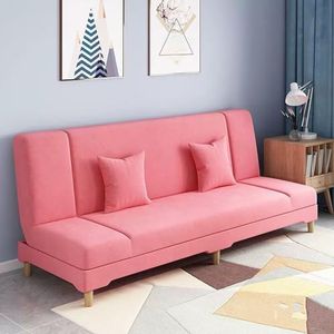 FZDZ —Converteerbare futon slaapbank, katoen en linnen traagschuim loveseat, converteerbare slaapbank met verstelbare rugleuning, ruimtebesparende slaapbank voor woonkamer lucht (kleur: roze, maat: