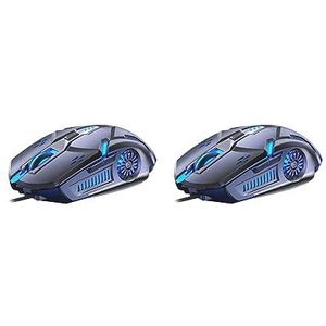 2 set bedrade muis zes knoppen multi-color lichtgevende gaming mechanische muis grijs