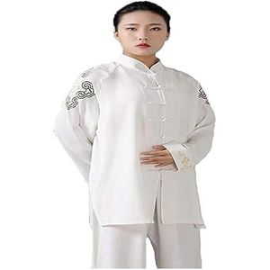 Tai Chi-kleding Vechtsportuniformen Chi-uniform Kungfu-kostuum Vechtsporttrainingspak Unisex Traditionele vechtsporten Comfortabel Ademend, Emb(Wit,XL)