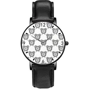 Grijze Wekker Persoonlijkheid Business Casual Horloges Mannen Vrouwen Quartz Analoge Horloges, Zwart