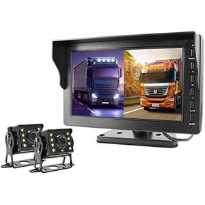 GPS-autonavigatiesysteem, HD AHD 1080P 8 Inch Ips Vrachtwagenbusvoertuig DVR Parkeermonitor Recorder met 2 kanalen for achteraanzicht Ir Infrarood LED Camera Voor auto, vrachtwagen, camper(Only Monito