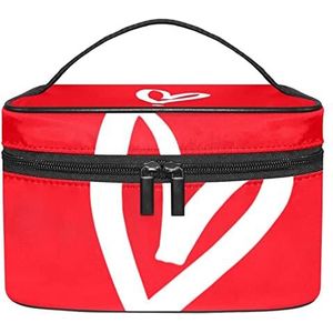 Make-up Organizer Bag, Travel Makeup Bag Organizer Case Draagbare Cosmetische Tas voor Vrouwen en Meisjes Toiletartikelen Hart Rood, Meerkleurig, 22.5x15x13.8cm/8.9x5.9x5.4in