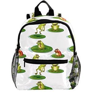 Cartoon kikkers spelen op lotusblad schattige mode mini rugzak pack tas, Meerkleurig, 25.4x10x30 CM/10x4x12 in, Rugzak Rugzakken