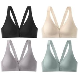 Zeyeo 2 Stuks Voorgevormde, Ondersteunende Bh Met Gesp Aan De Voorkant - 5D Beauty Back Comfort Bh Zonder Beugels(4pcs,Medium)
