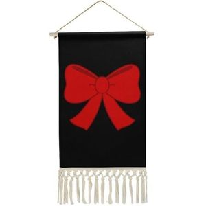 Kerst Rode Tie Muur Opknoping Met Kwasten Katoen Linnen Schilderen Tapestry Voor Slaapkamer Woonkamer Decor