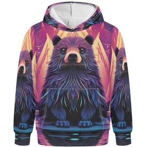 KAAVIYO Castor Paarse coole hoodies, atletische sweatshirts, met capuchon, schattig, 3D-print, voor meisjes en jongens, Patroon, XS
