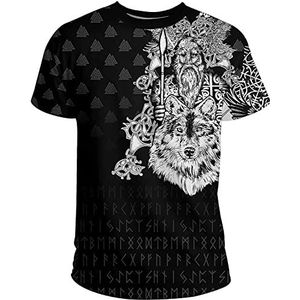Viking Odin Wolf Heren Hoodie, 3D Gedrukt Nordic Casual Zip Sweatshirt, Unisex Rune T-shirt Top
