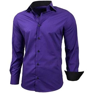 Baxboy B-444 Overhemd, voor heren, slimfit, gemakkelijk te strijken, lange mouwen, lila, M