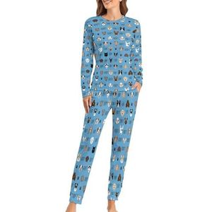 Adopt Don't Shop Hond Kat Zachte Dames Pyjama Lange Mouw Warme Fit Pyjama Loungewear Sets met Zakken 3XL