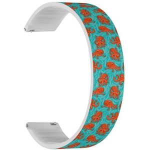 RYANUKA Solo Loop band compatibel met Ticwatch GTH 2 / Pro 3 / Pro 2020 / Pro S/GTX, 22 mm (Fun Orange Octopus On Turquoise), quick-release 22 mm rekbare siliconen band, accessoire, Siliconen, Geen