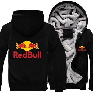 Volwassen tiener dikke hoodies voor BULL, winter winddichte thermische lange mouwen capuchon top zachte fleece volledige rits hoody outdoor casual workout sport sweatshirt,Black-S