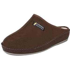 Schawos Herenpantoffel van Vilt 6030 – Warme slof met wollen voering en stevige zool, bruin 5 W, 41 EU
