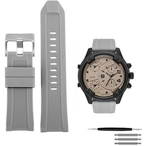 Hoge kwaliteit siliconen rubberen horlogeband geschikt Compatibel met Diesel DZ4318 / 4323/4283/7315/4427 Mannen Waterdichte zachte grote riem 24mm26mm (Color : B Gray silver clasp, Size : 26mm)
