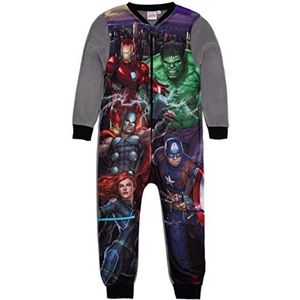 Marvel Avengers Jongens Grijze Onesie | Alles-in-één loungekleding van fleece | Pyjama voor kinderen PJ's Slaappak Nachtkleding | Iron Man Hulk Thor Kapitein Amerika | Gezellige cadeauartikelen