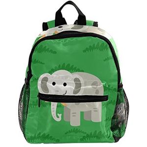 Leuke Mode Mini Rugzak Pack Tas Olifant Groen, Meerkleurig, 25.4x10x30 CM/10x4x12 in, Rugzak Rugzakken