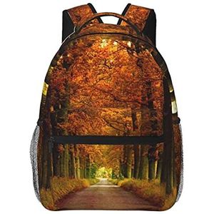 WOWBED Ochtend herfst bosje Casual Rugzak Gedrukt Rugzak, Mode Klassieke Laptop Tas, Reizen Werk Camping Wandelen, Zwart, One Size