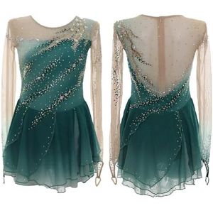 Kunstschaatsjurk For Meisjes, Schaatskostuums Met Rits Op De Rug, Teamwedstrijd Danskleding(4XL)