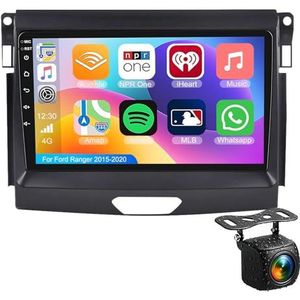 Android 14.0 2 Din Autoradio 10"" Touchscreen Auto Stereo voor Ford Ranger 2015-2020 met Draadloze Carplay Android Auto GPS navigatie AHD Omgekeerd beeld Stuurwielbediening(S-6(8G+128G))