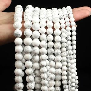 Natuursteen kralen witte maansteen Amazoniet helder e schelp kraal losse spacer kralen voor sieraden maken DIY armband ketting-Turquoise-6mm- ongeveer 62 stuks