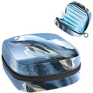 Shark Fly zee,Periode Pouch Draagbaar,Tampon Opbergtas,Tampon Houder voor Portemonnee Vrouwelijke Product Organizer, Multi kleuren, 4.7x6.6x6.6 in/12x17x17 cm