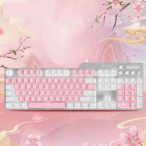 QPSJXN Mechanisch gamingtoetsenbord, bekabeld, AK35I 110, wit (Green Switch PBT WP)