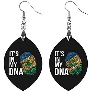 It's In My DNA Saint Vincent en Grenadines vlag mode schattige oorbellen grappig geschilderd houten sieraden geschenken voor vrouwen abrikoos gevormd
