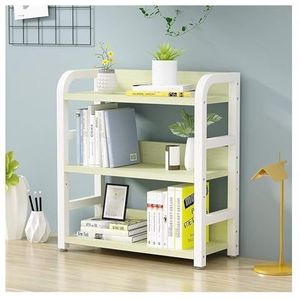 Boekenkast Boekenplank Boekenkasten Desktopboekenplank 3-laags Boekenplanken Metalen Frame Houten Plank Aanrecht Display Opbergplank In Hoogte Verstelbaar Boekenrek Boekenplanken (Color : White+White