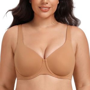 MELENECA Vrouwen Plus Size Minimizer Onderdraad Volledige Dekking Ongevoerde Naadloze Cup Bras, Taupe, 95E