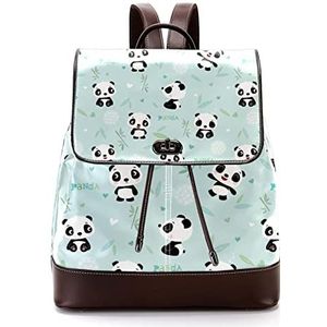 Gepersonaliseerde Casual Dagrugzak Tas voor Tiener Reizen Business College Leuke Panda Bamboe Patroon, Meerkleurig, 27x12.3x32cm, Rugzak Rugzakken