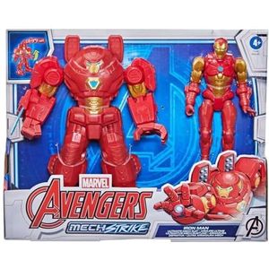 Hasbro Marvel Avengers Mech Strike 20 cm Super Hero Action Figure Toy Ultimate Mech Suit Iron Man, voor kinderen vanaf 4 jaar F1668, zwart