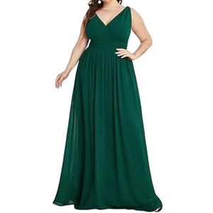 TETEOLALA Wedding dress Plus Size Dress For Women Elegant Casual Chiffon Short Sleeve Formal Prom Dress Ladies Wedding Guest Dresse-green-xl
