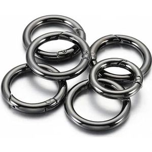 10pcs/5pcs Lente Sluiting Sleutelhanger Ring KC Goud Kleur Te Openen Ronde Karabijnhaak Gesp Zakketting voor Sleutel Sieraden Maken DIY-Gun Zwart-28mm-5pcs