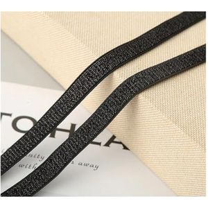 HUIJIQX 5 meter goud zilver glitter elastische banden 10/20/30 mm breedte tailleband elastische band doe-het-zelf naaien kant trim kledingstuk accessoires (zwart-zwarte rand, 5 METER_30 mm)