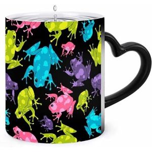Gekleurde Kikkers Koffie Mok 11oz Kleur Veranderende Mokken Hartvormige Handvat Hittegevoelige Verkleuring Koppen