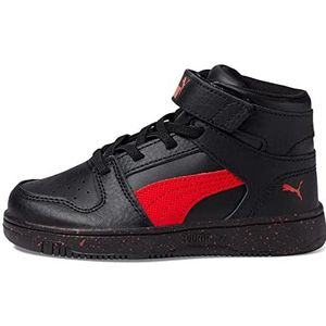 PUMA Rebound Layup Elevated Basketball (Little Kid) Puma Black/for All Time Red 12 Little Kid M