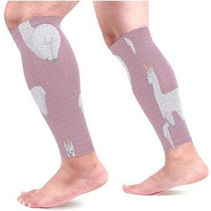 EZIOLY Llama Eenhoorn Sport Kalf Compressie Mouwen Been Compressie Sokken Kalf Guard voor hardlopen, Fietsen, Moederschap, Reizen, Verpleegkundigen
