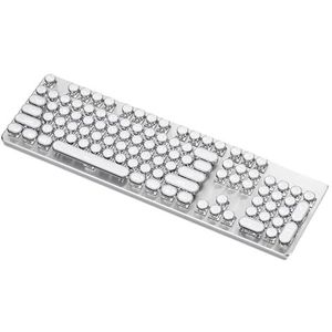 Zdprkqzvz Gaming Mechanisch Toetsenbord Met Regenboog Kleur Backlit Ronde Retro Keycaps 104 Toetsen Media Controller Wit