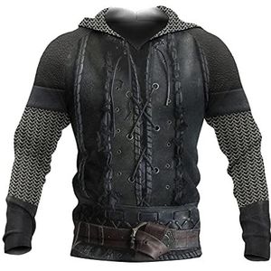 Heren Vikingen Armor Hoodies 3D Gedrukte Warrior's Nieuwigheid Pullover Fall Casual Trekkoord Harajuku Sweatshirt Met Lange Mouwen,A202105 hoodie,XL