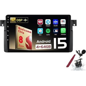 Android 15 Autoradio Sat Navi voor B-MW E46 (1998-2006) 9 Inch Touchscreen Multimedia Speler met Draadloze Carplay GPS Navigatie FM RDS Bluetooth 5G-WiFi SWC DSP,M120s