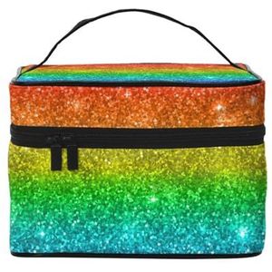 Multicolor Rainbow Glitter, Make-uptas Kosmetische Tas Draagbare Reizen Toilettas Potlood Case, zoals afgebeeld, Eén maat