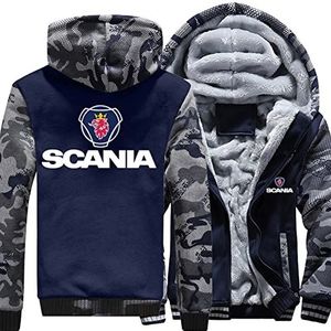 Mannen Dikker Fleece Jas Voor SCANIA Print Camo Hoodies Full Zip Sweatshirts Lange Mouw Trui Casual Bovenkleding Winter Warme Jas-3||S