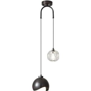 TONFON Messing LED-hanglamp Moderne glazen dubbele kop kroonluchter Verstelbaar minimalisme Hanglamp for keukeneiland Woonkamer Slaapkamer Nachtkastje Eetkamer Hal Plafondlamp(Color:Dark)
