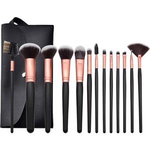 MQPALZKD 13 stuks zwarte make-upborstelset, volledige set schoonheidstools for poederoogschaduw