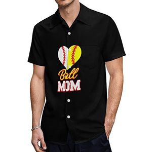 Grappige bal moeder softbal honkbal heren Hawaiiaanse shirts korte mouw casual shirt button down vakantie strand shirts 4XL