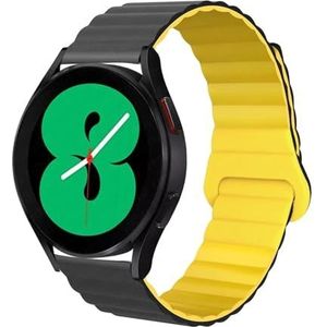 EKHNMTCM 20MM 22MM Band Compatibel met Galaxy Watch 6/5/4/Classic Pro 45mm 40mm 44mm Siliconen Magnetische armband GT 2/3/4 Band(Black yellow,Galaxy 6 44mm 40mm)