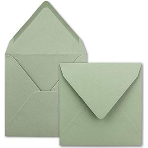FarbenFroh Enveloppen, 1000 x vierkante enveloppen in eucalyptus (groen), 15,5 x 15,5 cm, zonder venster, met natte plakrand